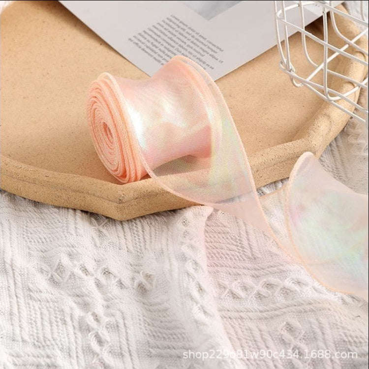 6cm x 9m Champagne Pink Symphony Fishtail Yarn Flower Cake Baking Packaging Ribbon Lace Decorativ...