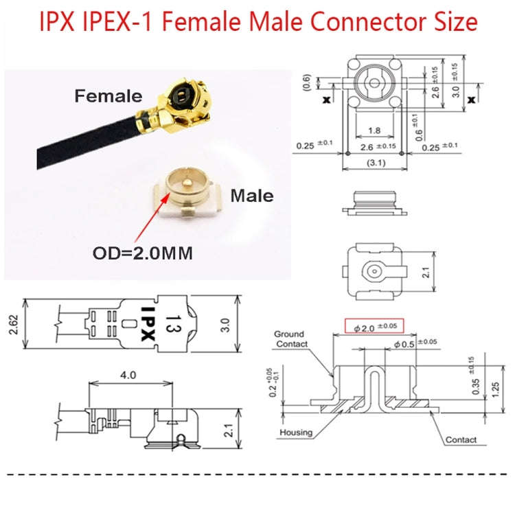 1 In 3 IPX To SMAK RG178 Pigtail WIFI Antenna Extension Cable Jumper(15cm)