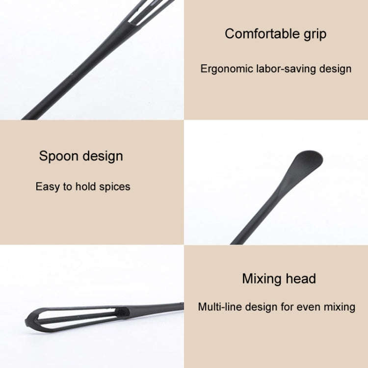 5pcs Household Mini Whisk With Small Spoon Kitchen Multifunctional Stirring Stick(Black)