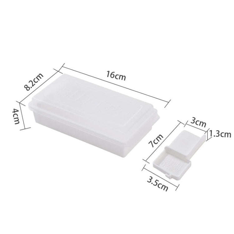 Household Square Butter Cutting Crisper With Lid Kitchen Cheese Storage Box(White)