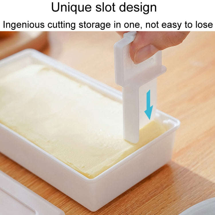 Household Square Butter Cutting Crisper With Lid Kitchen Cheese Storage Box(White)