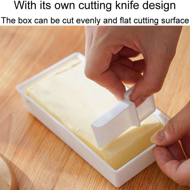 Household Square Butter Cutting Crisper With Lid Kitchen Cheese Storage Box(White)