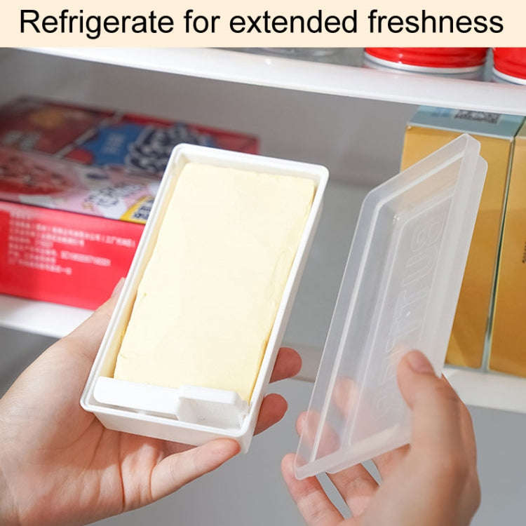 Household Square Butter Cutting Crisper With Lid Kitchen Cheese Storage Box(White)