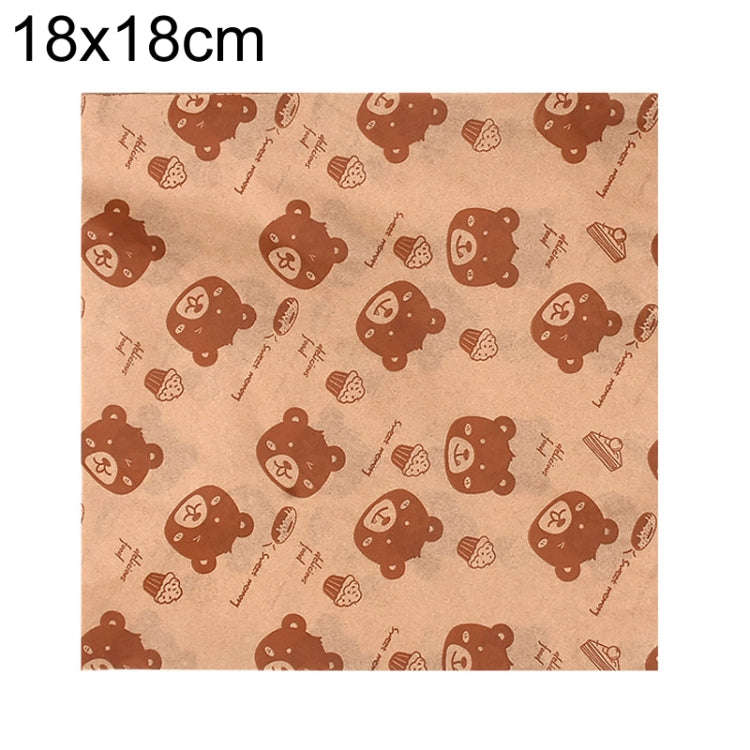 100sheets /Pack Bear Pattern Greaseproof Paper Baking Wrapping Paper Food Basket Liners Paper 18x...