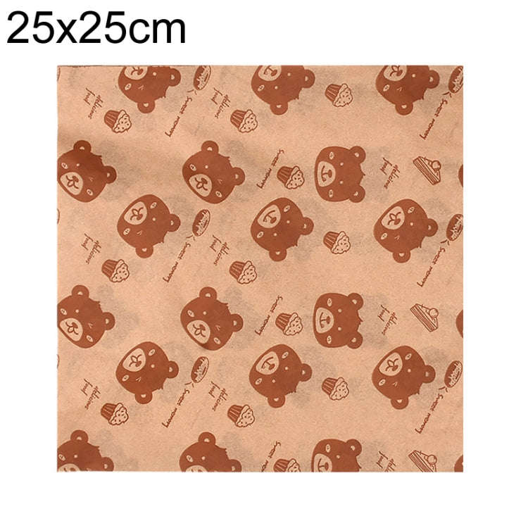 100sheets /Pack Bear Pattern Greaseproof Paper Baking Wrapping Paper Food Basket Liners Paper 25x...