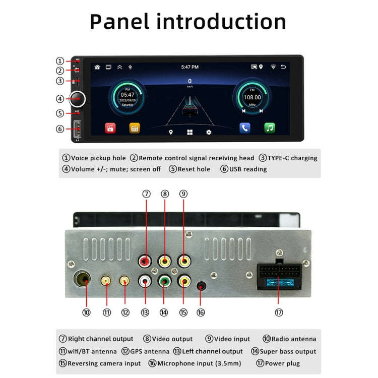 Car Universal Radio Wireless Bluetooth Hands-Free Android Navigation, Memory: 2+64G