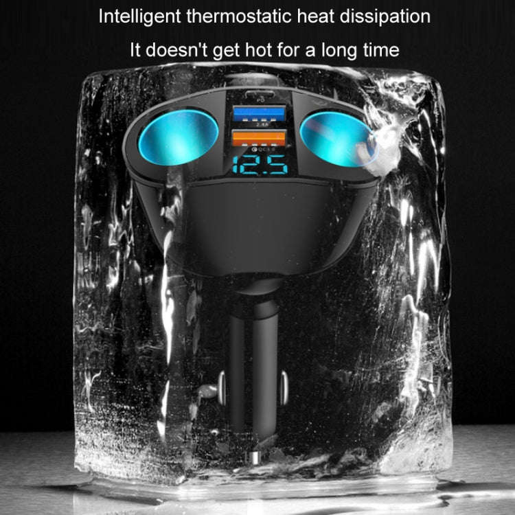 Dual USB Type-C Real-time Digital Display Cigarette Lighter Expansion Car Charger, Model: QC3.0+2...
