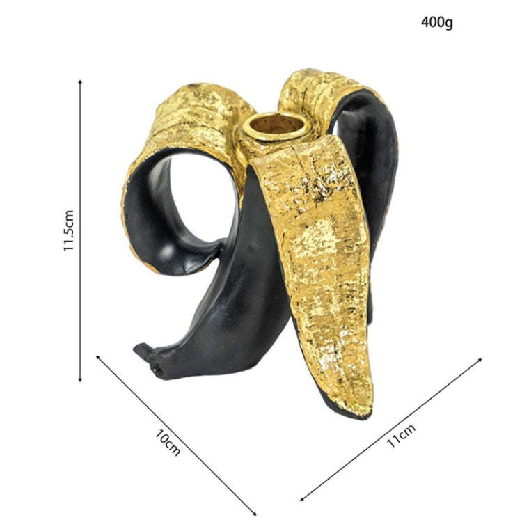 Banana Candle Holder Home Desktop Decorations Banana Peel Candle-Holder Resin Ornament(Golden)