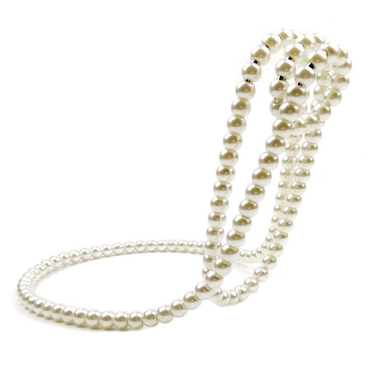 Pearl Necklace Suspended Wine Rack Home Desktop Decorative Ornaments(White)