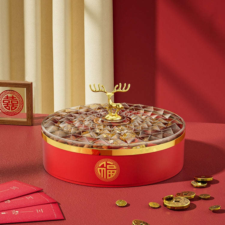 Candy Box Home Multi-Layer New Year Fruit Tray Compartmentalized Dry Fruit Box With Lid, Color: R...