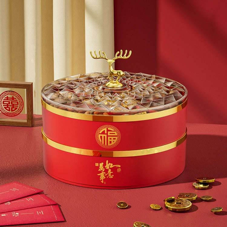Candy Box Home Multi-Layer New Year Fruit Tray Compartmentalized Dry Fruit Box With Lid, Color: R...