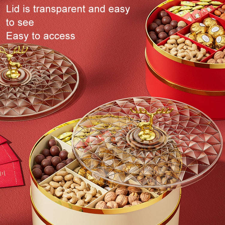 Candy Box Home Multi-Layer New Year Fruit Tray Compartmentalized Dry Fruit Box With Lid, Color: I...