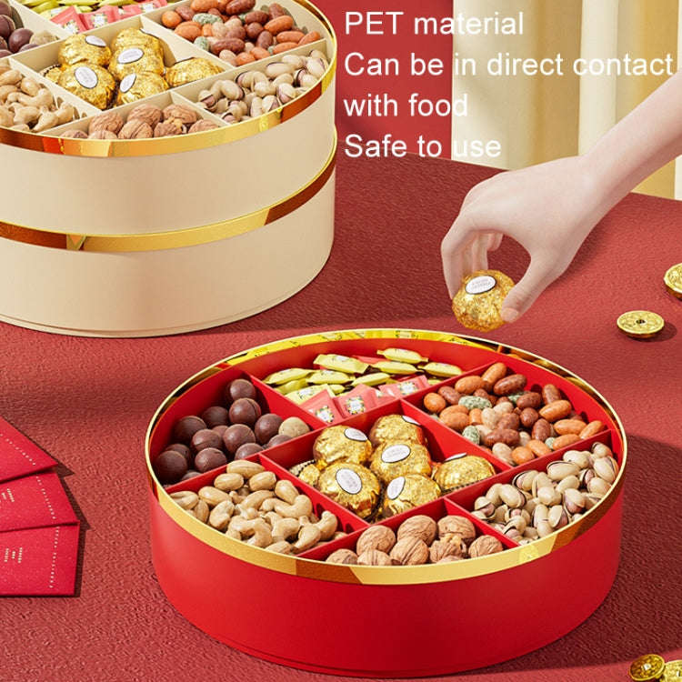 Candy Box Home Multi-Layer New Year Fruit Tray Compartmentalized Dry Fruit Box With Lid, Color: I...
