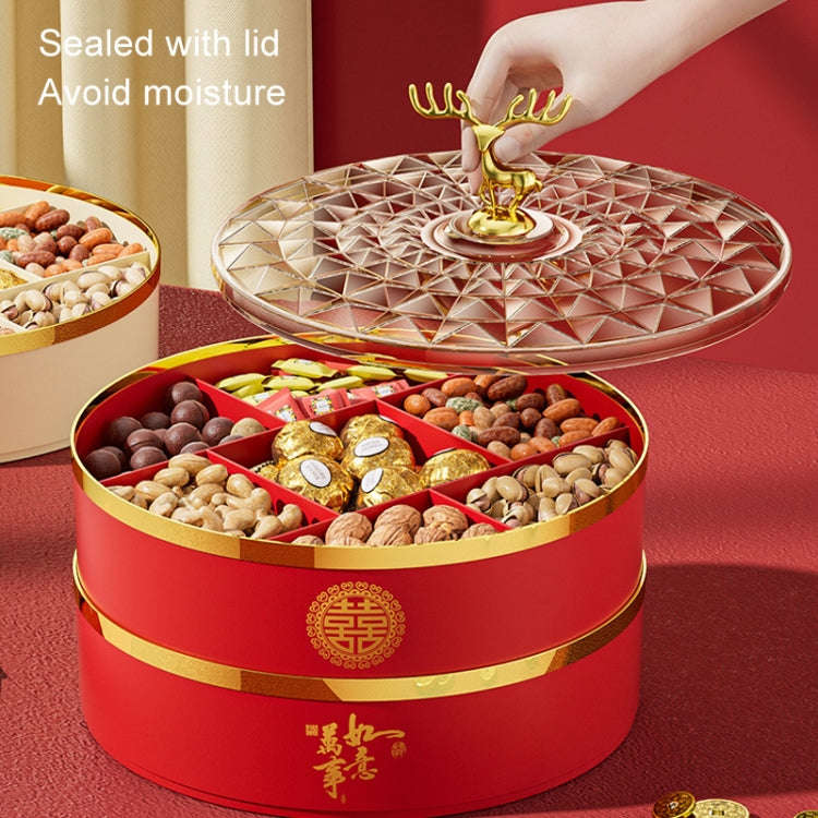 Candy Box Home Multi-Layer New Year Fruit Tray Compartmentalized Dry Fruit Box With Lid, Color: I...