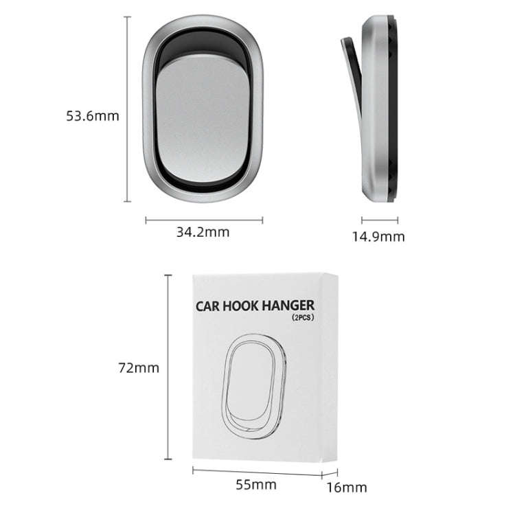 2pcs/set Car Adhesive Multifunctional Invisible Hook(Metal Gray)