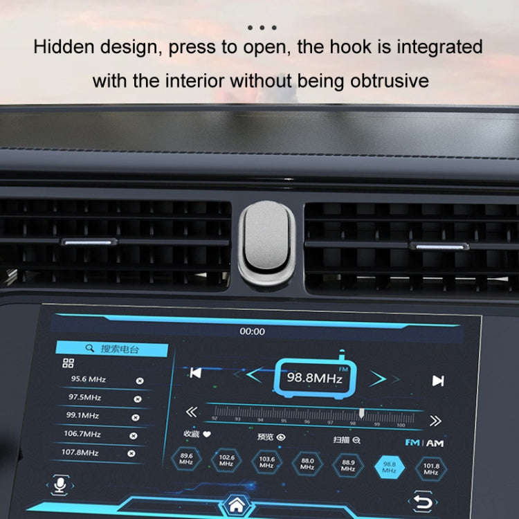 2pcs/set Car Adhesive Multifunctional Invisible Hook(Metal Silver)