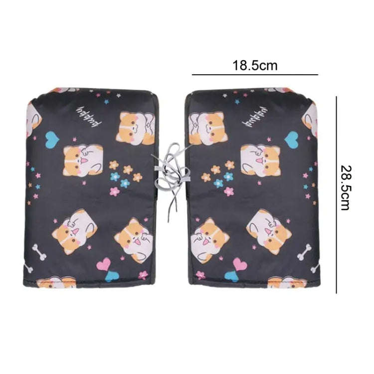 Winter Electric Vehicle Warm Waterproof Velvet Handle Cover(K Dog Black)