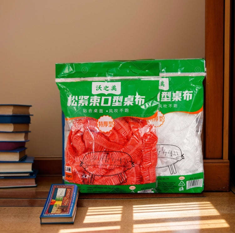 10pcs /Pack 1.6m Disposable Elastic Bunching Tablecloth Household Table Thickened PE Non-Washable...