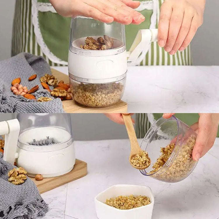 Household Dried Fruit Peanut Crusher Kitchen Hand Crank Nut Pulverizer(White)