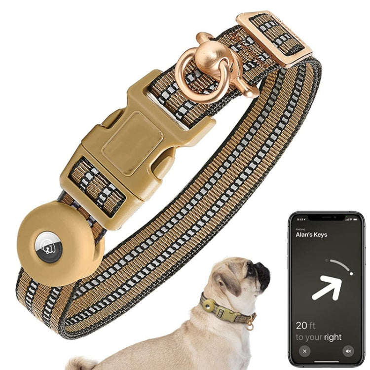 For AirTag Tracker Silicone Sleeve Medium Dog Collar Nylon Reflective Anti-Tangle Pet Collar, Siz...