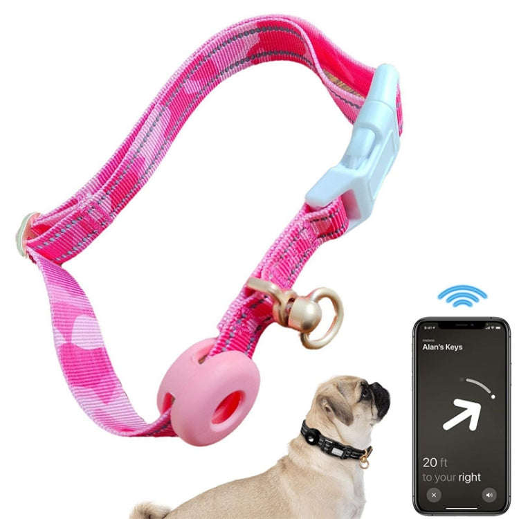 For AirTag Tracker Silicone Sleeve Medium Dog Collar Nylon Reflective Anti-Tangle Pet Collar, Siz...