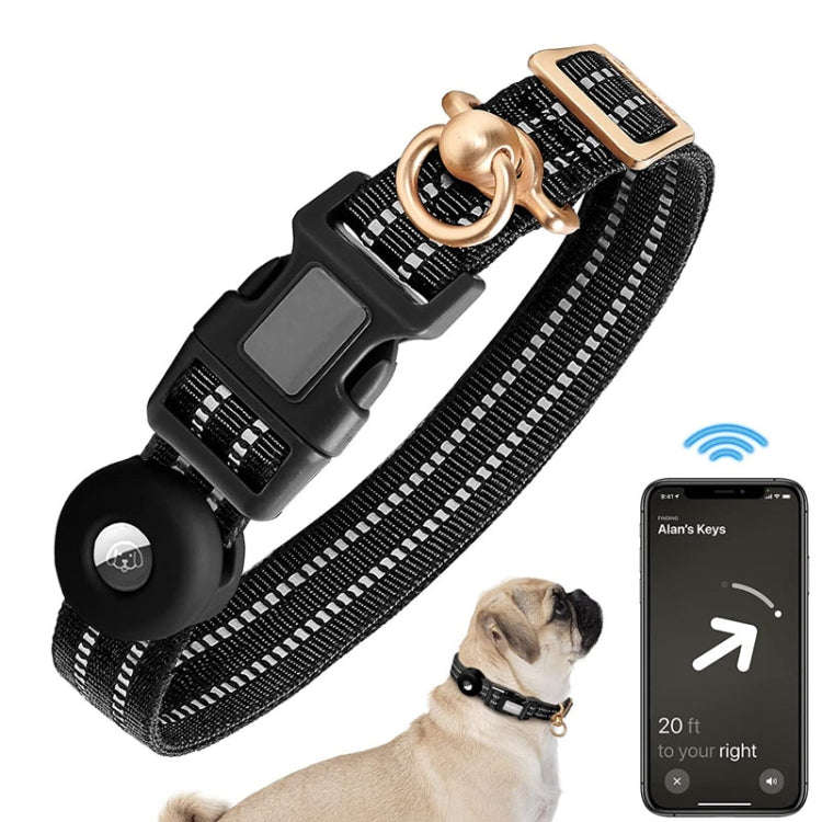 For AirTag Tracker Silicone Sleeve Medium Dog Collar Nylon Reflective Anti-Tangle Pet Collar, Siz...