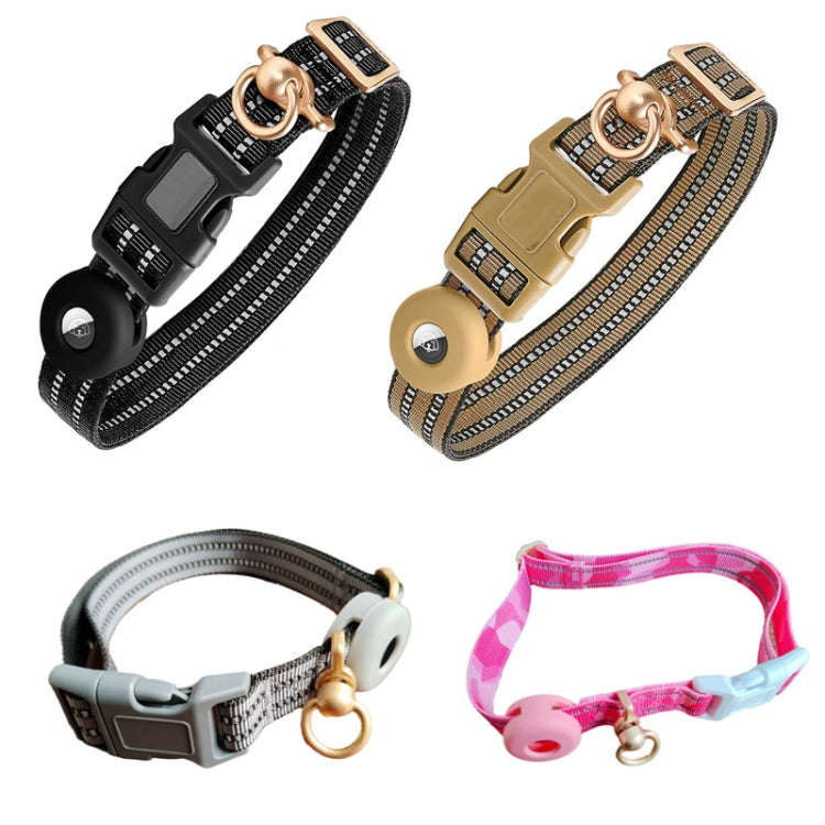 For AirTag Tracker Silicone Sleeve Medium Dog Collar Nylon Reflective Anti-Tangle Pet Collar, Siz...
