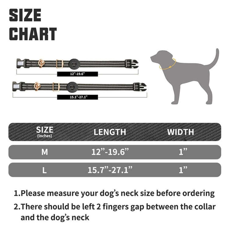 For AirTag Tracker Silicone Sleeve Medium Dog Collar Nylon Reflective Anti-Tangle Pet Collar, Siz...