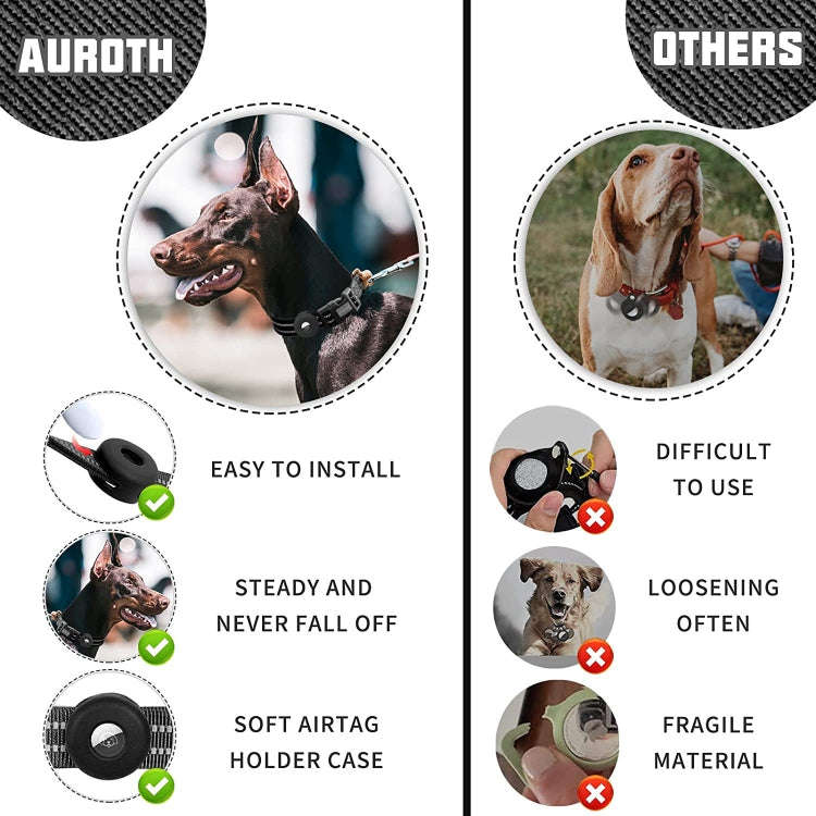 For AirTag Tracker Silicone Sleeve Medium Dog Collar Nylon Reflective Anti-Tangle Pet Collar, Siz...