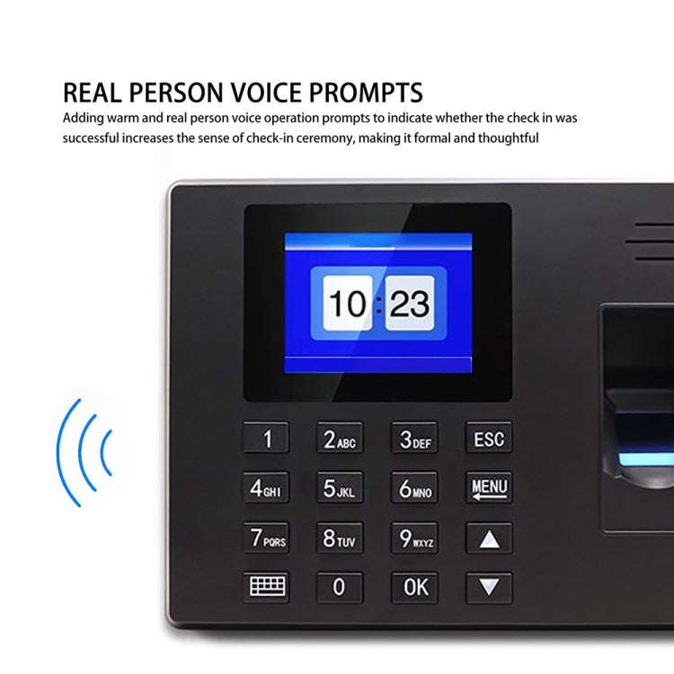 Fingerprint Recognition Voice Broadcast Smart Report Generation Attendance Machine, Model: Black ...