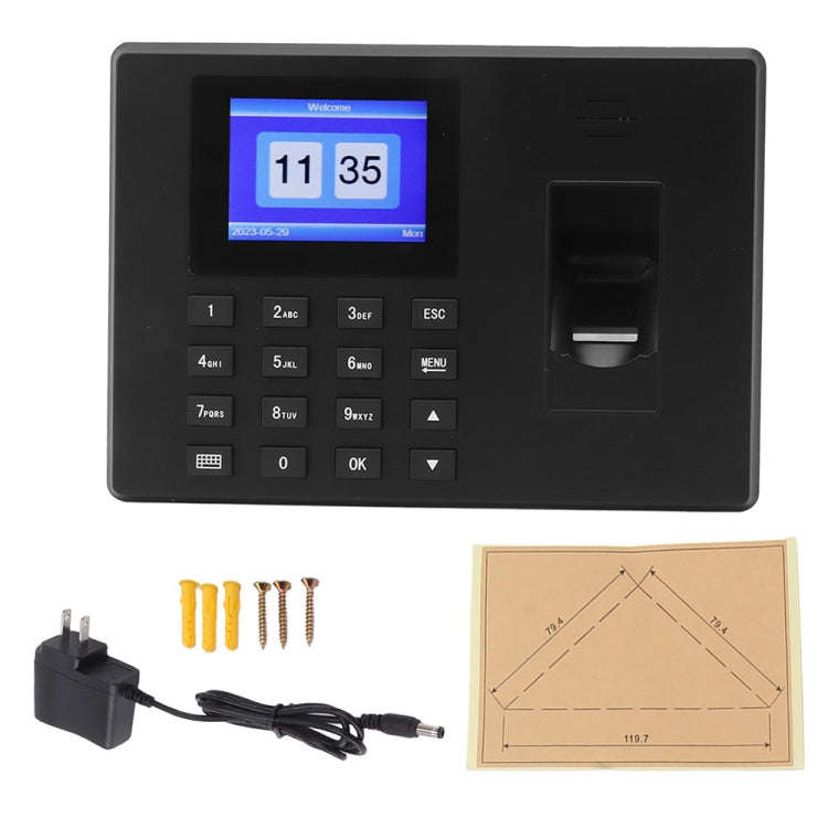 Fingerprint Recognition Voice Broadcast Smart Report Generation Attendance Machine, Model: Black ...