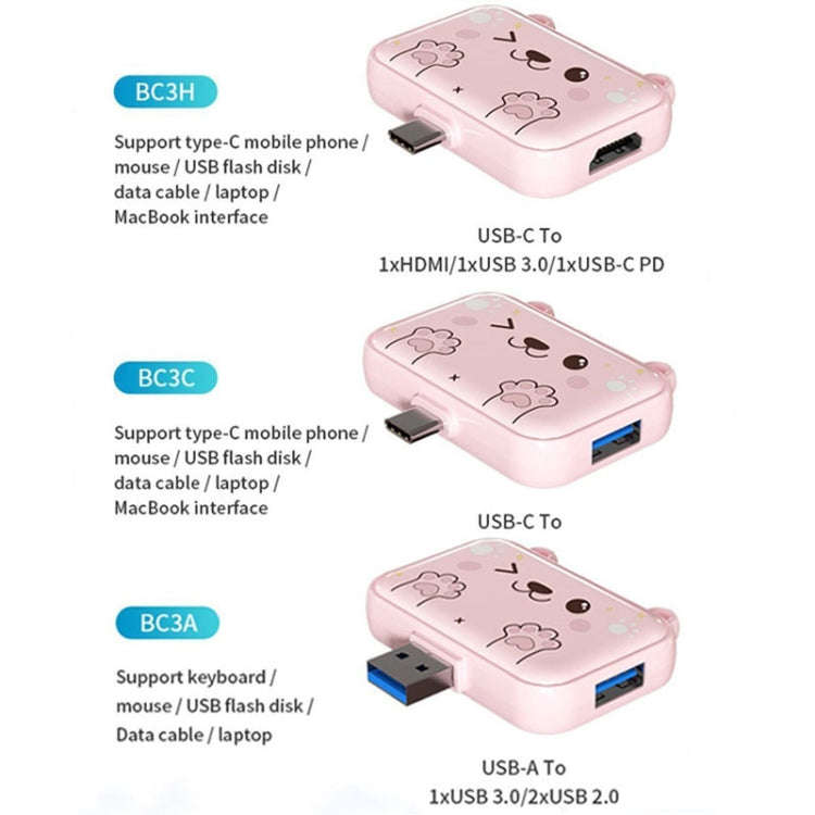 3 In 1 Type-C Docking Station USB Hub For iPad / Phone Docking Station, Port: 3H HDMI+PD+USB3.0 Pink