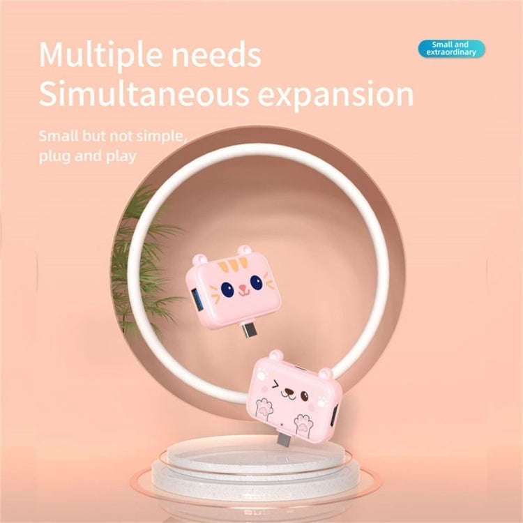 3 In 1 Type-C Docking Station USB Hub For iPad / Phone Docking Station, Port: 3H HDMI+PD+USB3.0 Pink