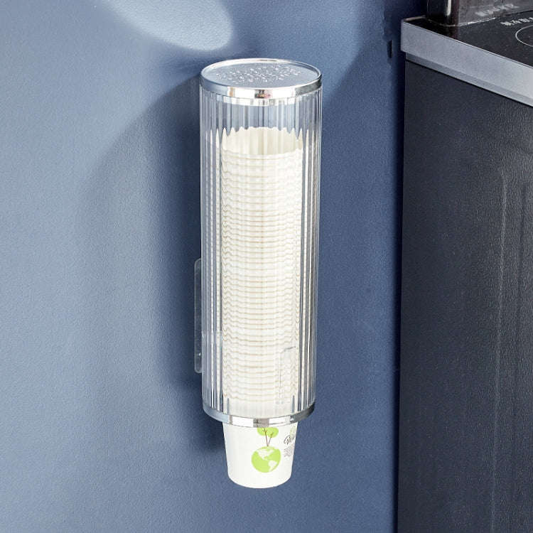 Punch-free Disposable Cup Dispenser Paper Cup Storage Rack without Cup(Transparent+Silver)