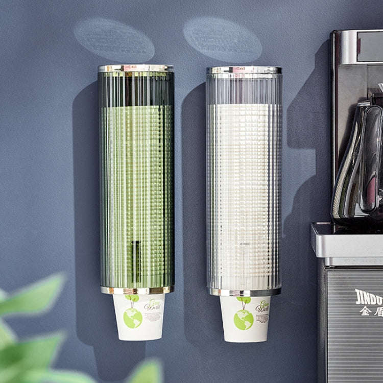 Punch-free Disposable Cup Dispenser Paper Cup Storage Rack without Cup(Transparent+Silver)