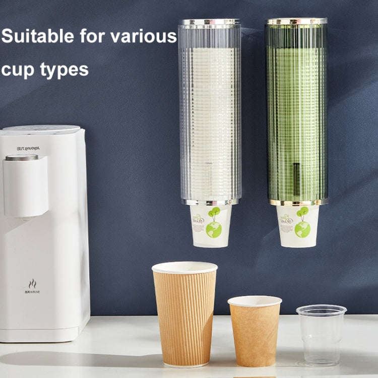 Punch-free Disposable Cup Dispenser Paper Cup Storage Rack without Cup(Transparent+Silver)