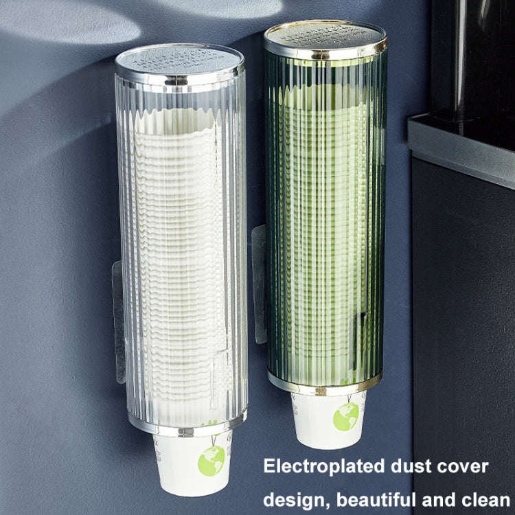 Punch-free Disposable Cup Dispenser Paper Cup Storage Rack without Cup(Transparent+Silver)