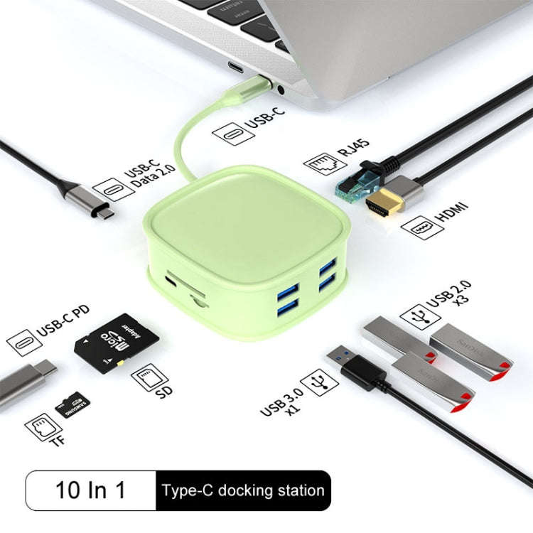 BS10H 10 In 1 Type-C Docking Station Multifunction USB Hub 100Gb Ethernet Port(Blue)