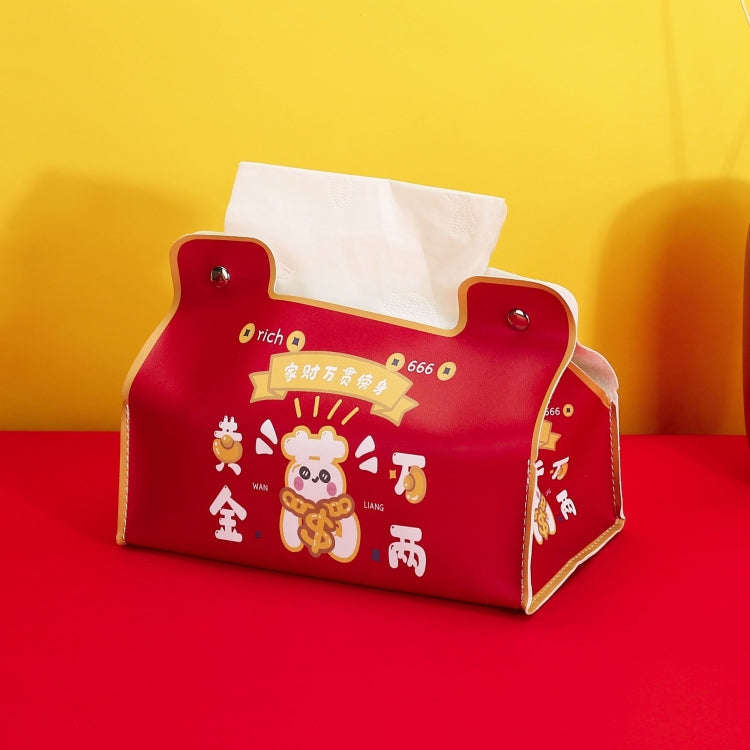 New Year Cute Tissue Box Waterproof Tissue Box Dormitory Car Carrying Living Room Universal Tissu...