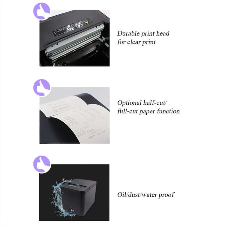 80mm USB+Network Port Thermal Receipt Printer Store Cashier Printer(US Plug)