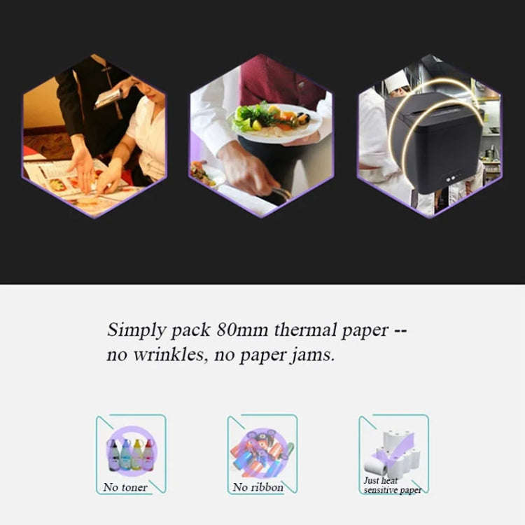 80mm USB+Network Port Thermal Receipt Printer Store Cashier Printer(US Plug)
