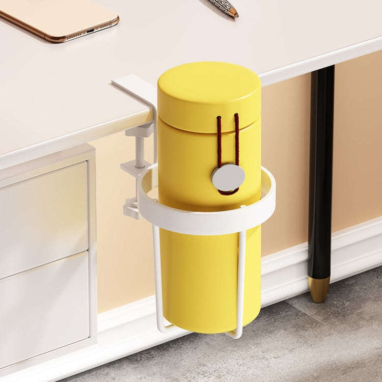 Iron Table Cup Holder Mug Storage Rack Office Dormitory Desk Fixed Shelf(White)