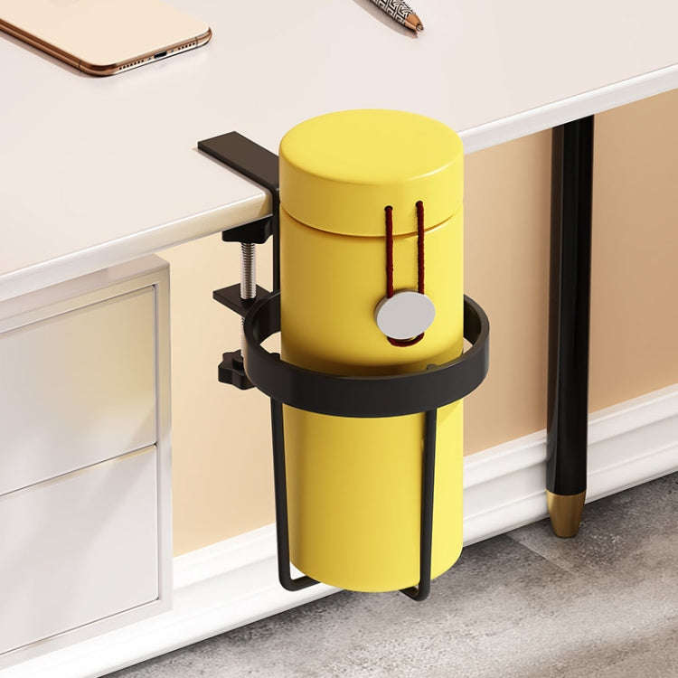 Iron Table Cup Holder Mug Storage Rack Office Dormitory Desk Fixed Shelf(Black)