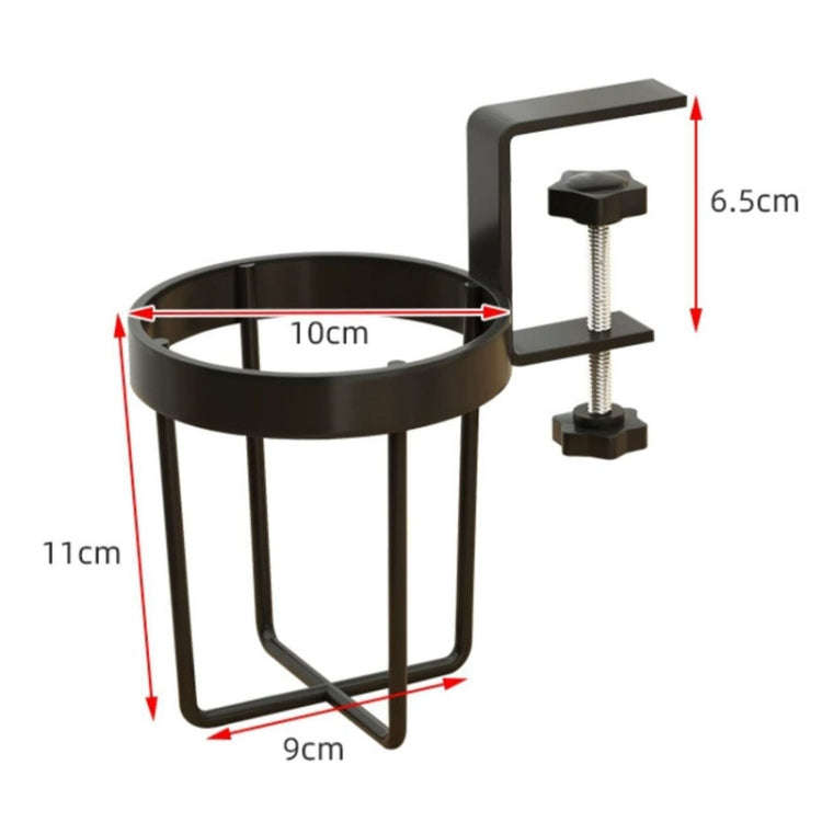Iron Table Cup Holder Mug Storage Rack Office Dormitory Desk Fixed Shelf(Black)