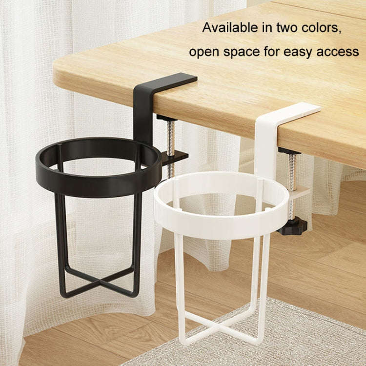 Iron Table Cup Holder Mug Storage Rack Office Dormitory Desk Fixed Shelf(White)