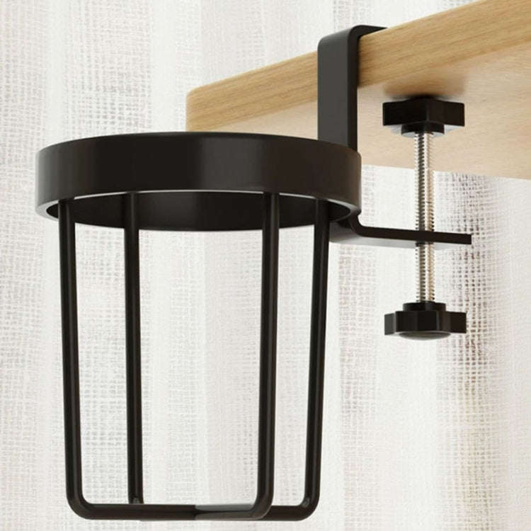 Iron Table Cup Holder Mug Storage Rack Office Dormitory Desk Fixed Shelf(White)