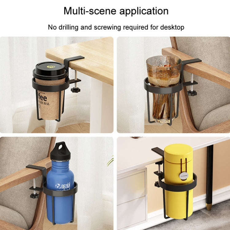 Iron Table Cup Holder Mug Storage Rack Office Dormitory Desk Fixed Shelf(Black)
