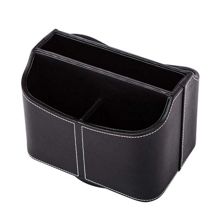 360 Degrees Rotating Desk Organizer Storage Box PU Leather Remote Control Holder, Style: Geometri...