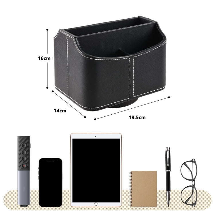 360 Degrees Rotating Desk Organizer Storage Box PU Leather Remote Control Holder, Style: Antique ...