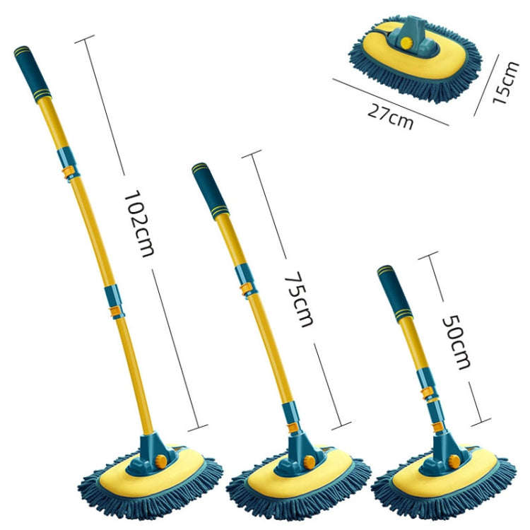 Curved Rod Car Wash Mop Retractable Cleaning Tool No Harm Car Special Soft Brush(Lake Green)